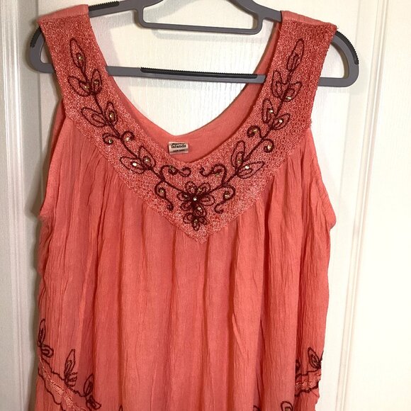 Seven Islands Women's Tie Dye Boho Peachy Ombre Midi Dress One Size Sleeveless - Picture 2 of 10